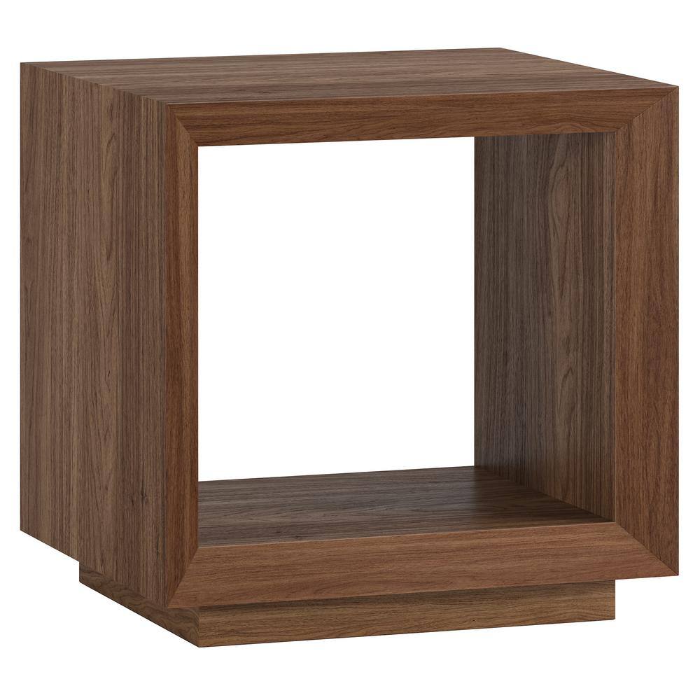 Tannen 22 in. Satin Walnut Rectangular MDF Top End Table