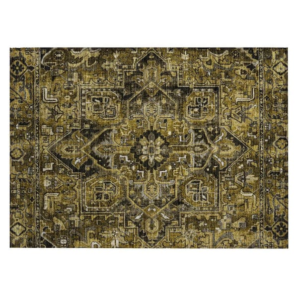 Coffee and Gray 2 ft. x 3 ft. Woven Oriental Rectangle Indoor/Outdoor Area Rug