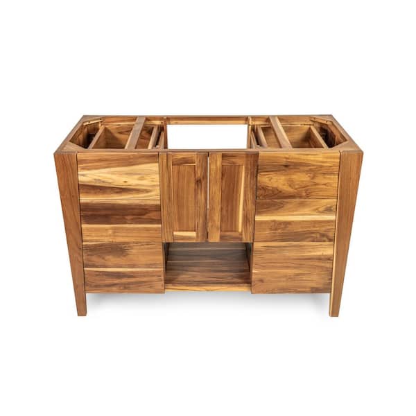 EcoDecors Significado 48 in. L Teak Vanity Cabinet Only in Natural Teak