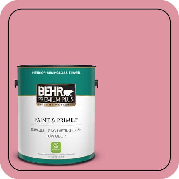 BEHR PREMIUM PLUS 1 gal. #120C-3 Rose Marquis Semi-Gloss Enamel Low Odor Interior Paint & Primer