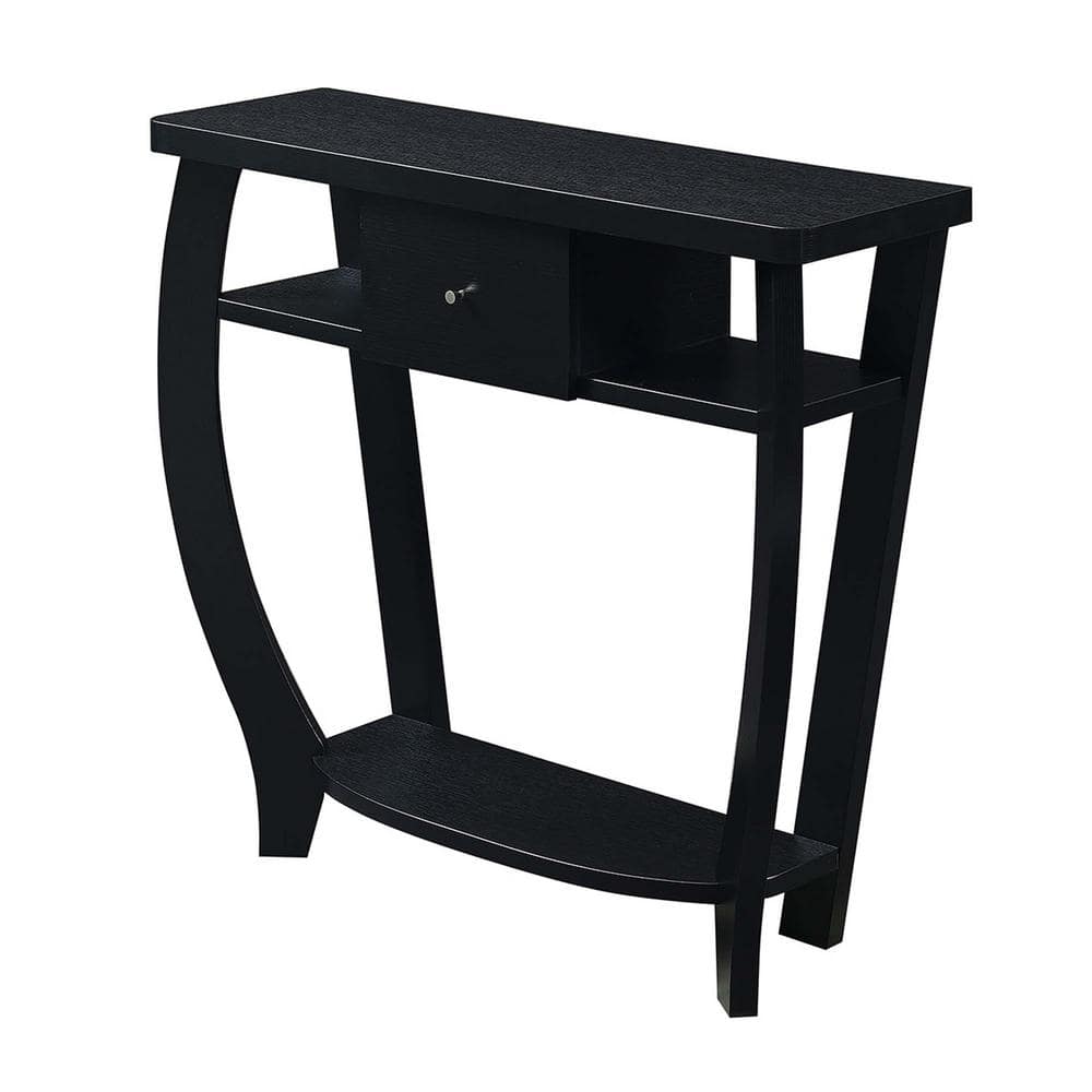 Dorchester Black Woodgrain Console Table with Drawer Storage