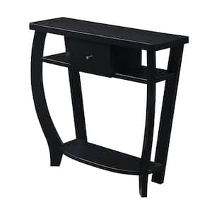 Newport 36 in. Black Standard Rectangle Wood Console Table with Drawers