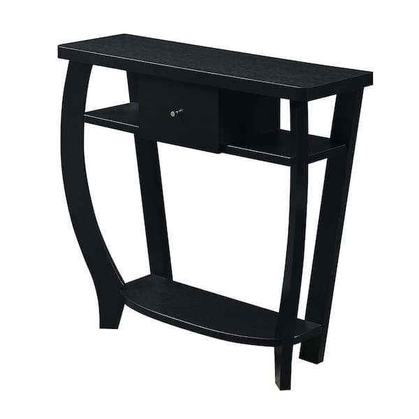 Convenience Concepts Newport 36 in. Black Standard Rectangle Wood Console Table with Drawers