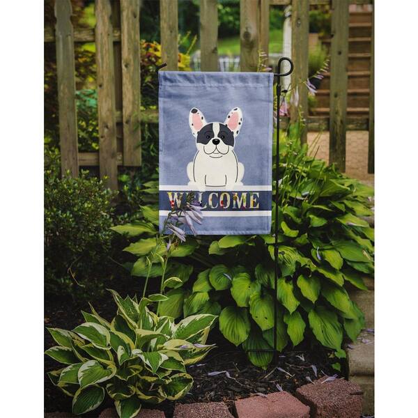 Caroline's Treasures BB7635CHF Welcome Friends White French Bulldog Flag Canvas House Size Large Multicolor 