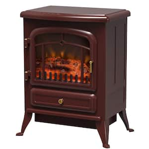 22 in. Electric Fireplace Heater, Freestanding Fire Place Stove with Realistic LED Flames and Overheating Protection Red