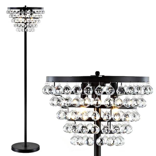 Jemma 60 in. Bronze/Clear Crystal/Metal LED Floor Lamp
