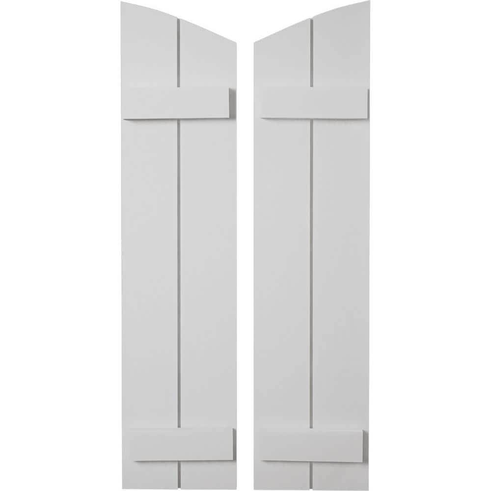 11 in x 32 in Polyurethane Smooth Two Board Joined Board-n-Batten Elliptical Top Shutters Primed Tan price history on PriceWatchPro