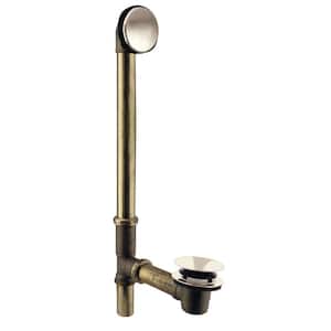 Illusionary 17 GA Brass 22-1/2 in. Bath Waste and Overflow with Full Cover Tip-Toe Drain in Polished Nickel