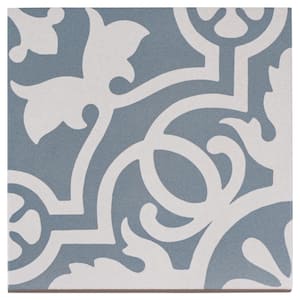 Bliss Beaux Blue/White 8 in. x 8 in. Porcelain Matte European Floor and Wall Tile (10.76 sq. ft./Case)