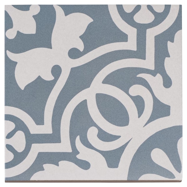ANDOVA Bliss Beaux Blue/White 8 in. x 8 in. Porcelain Matte European Floor and Wall Tile (10.76 sq. ft./Case)