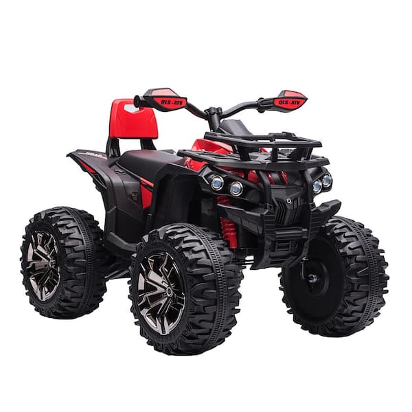 Siavonce 12V Kids ATV Ride-on 4-Wheeler Toy Car with Music, Realistic Headlights, Rechargeable Battery-Powered, Red