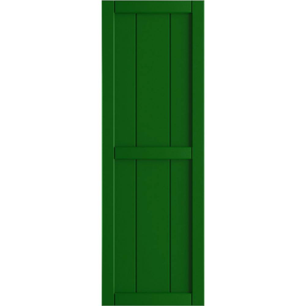 True Fit 10-3/4 in. x 57 in. PVC 2-Board Framed Board and Batten Shutters Pair in Viridian Green price history on PriceWatchPro