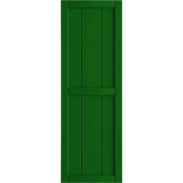 Ekena Millwork True Fit 16-1/8 in. x 32 in. PVC 3-Board Framed Board and Batten Shutters Pair in Viridian Green