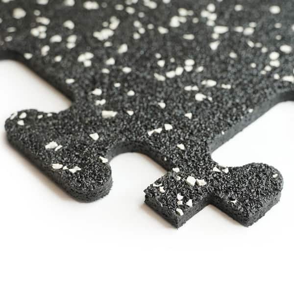 Rubber Gym Tiles with White Colored Flake 18 .in x 18 .in 8 mm Thick Interlocking Tile (6 Tiles/Case) (13.5 sq ft)