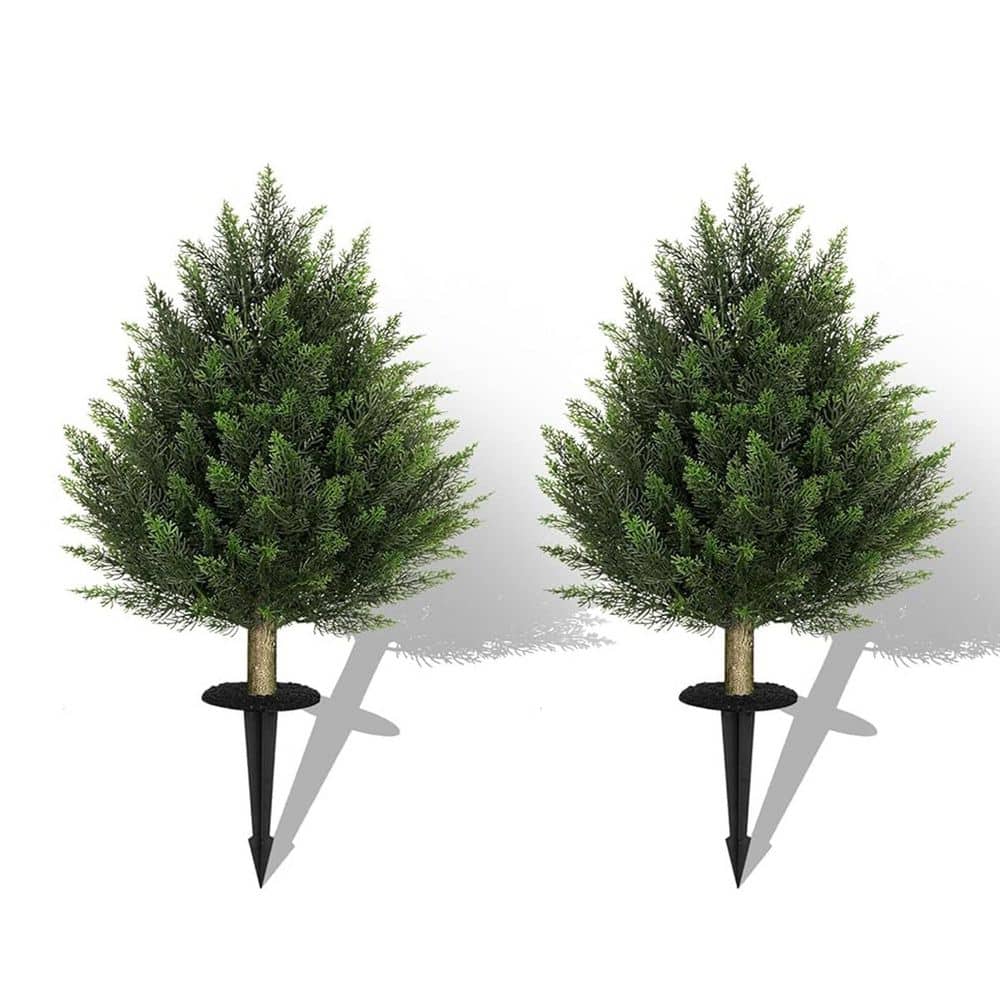 Vitalismo 2-Sets 2 ft. Artificial Cedar Bush Shrubs with Ground