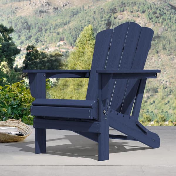 JEAREY Navy HDPE Folding Plastic Adirondack Chair(1 Pack） PEFAC-HD-NA ...