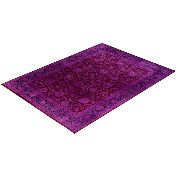 Overdyed Pink 9 x 12 Solid Wool Indoor Area Rug