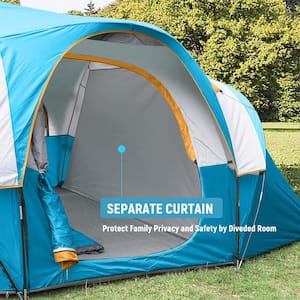 Sky Blue 14 ft. x 11 ft. x 74 in. 10-Person Camping Tent - Portable Easy Set Up Family Tent for Camp