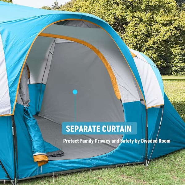 Unbranded Sky Blue 14 ft. x 11 ft. x 74 in. 10-Person Camping Tent - Portable Easy Set Up Family Tent for Camp