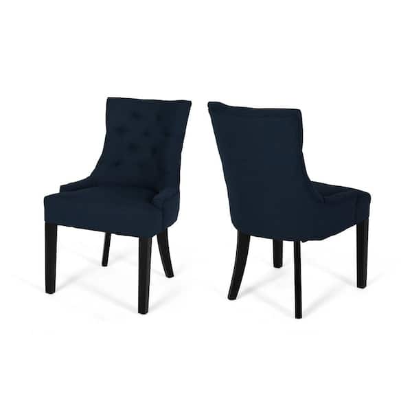 Noble House Cheney Dark Grey Fabric Upholstered Dining Chair (Set of 2)