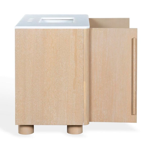 Cindybella 36 in. Single Sink Natural Bath Vanity with White Marble Top