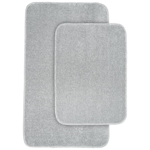 Gramercy Silver Solid Polypropylene 2-Piece Bath Mat Set