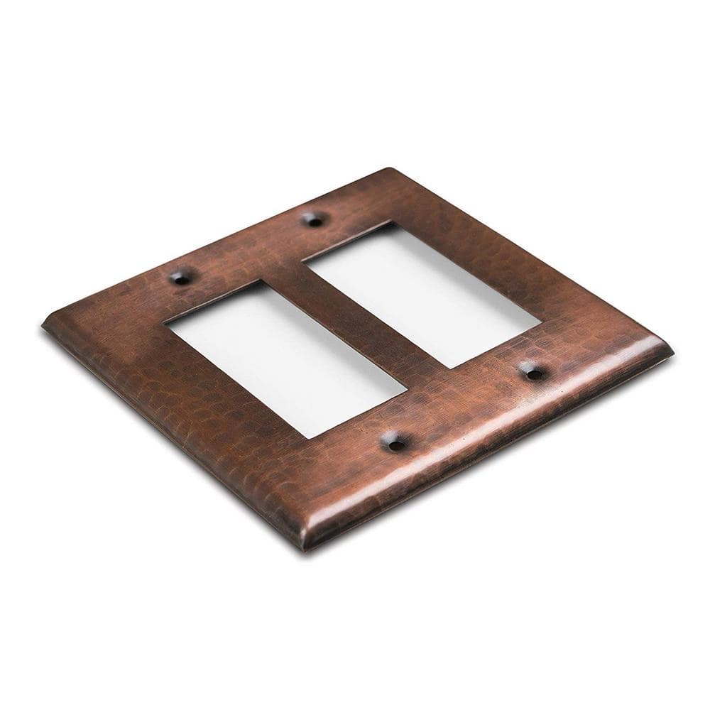 Hand Hammered Copper 2-Gang Rocker Decorative Wall Plate