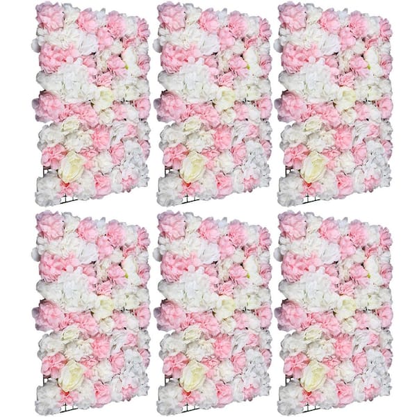 YIYIBYUS 6-pcs Artificial Silk Rose Flower Wall Panel Hedges