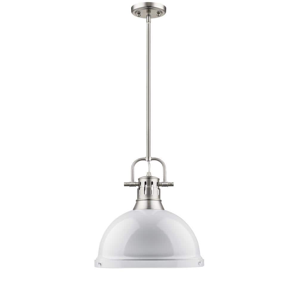 Pewter and White Glass Bowl Pendant Light for Indoor/Outdoor