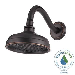 Marielle 1-Spray 6.06 in. Wall Mount Rain Fixed Shower Head with Arm and Flange in Tuscan Bronze