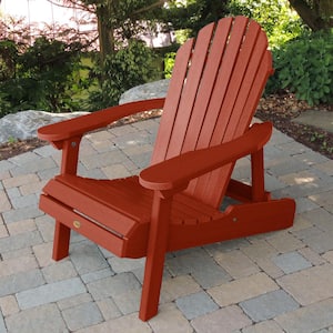 Hamilton Rustic Red Folding and Reclining Plastic Adirondack Chair