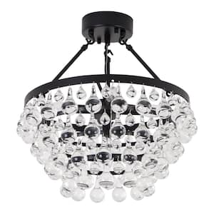 Sonoma 17.5 in. 5-Light Black Semi-Flush Mount With Crystal