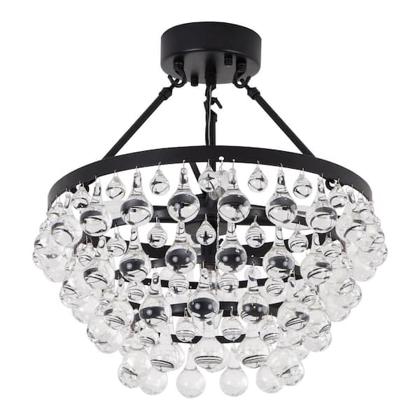 Maxax Sonoma 17 5 In 5 Light Black Semi Flush Mount With Crystal 19207 5bk The Home Depot