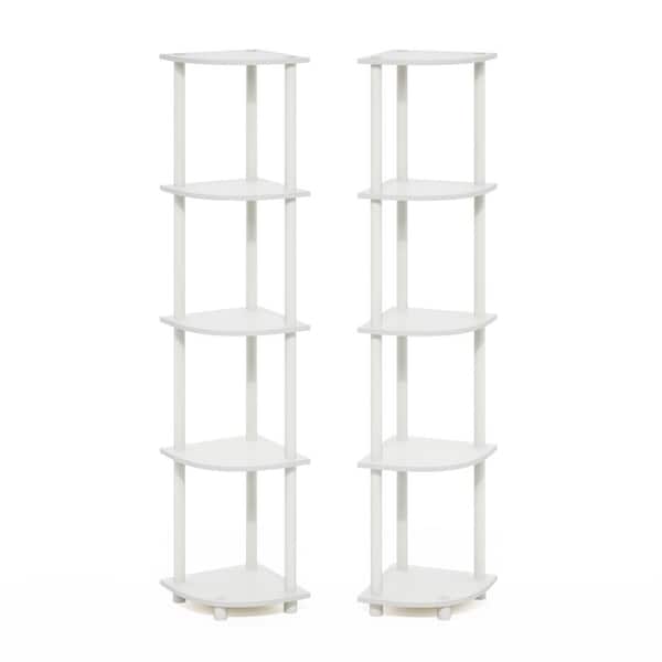 Turn-N-Tube 57.7 in. Tall White/White Wood 5-Shelf Etagere Bookcases