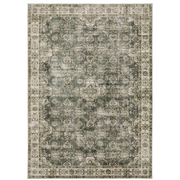 Madelyn Blue/Beige 5 ft. x 7 ft. Oriental Area Rug