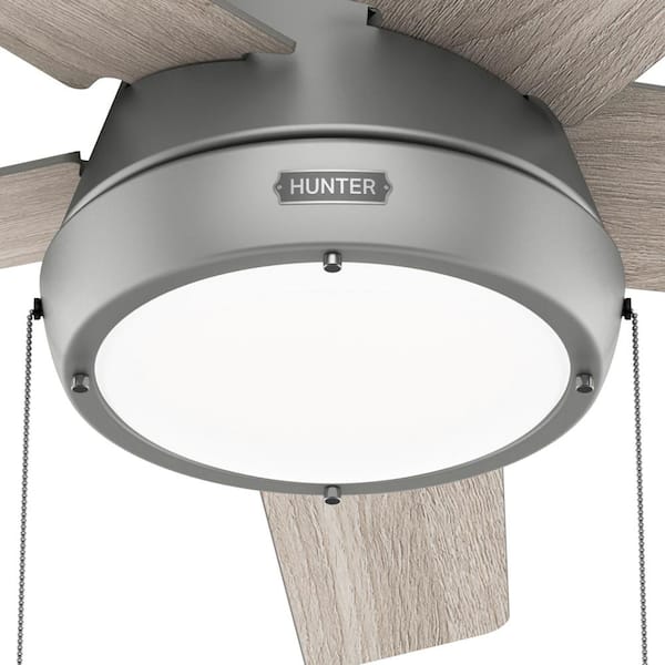 Hunter - Burroughs 44 in. Indoor Matte Silver Ceiling Fan with Light Kit