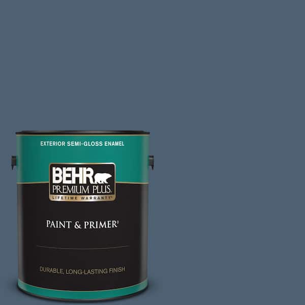 BEHR PREMIUM PLUS 1 gal. #PPU14-19 English Channel Semi-Gloss Enamel Exterior Paint & Primer