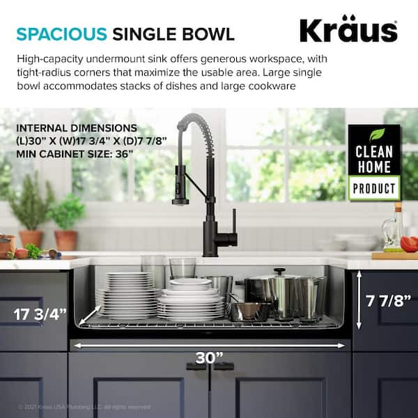 Kraus Dex 16 Gauge Stainless Steel 31 5 In Single Bowl Undermount Kitchen Sink Ka1us32b The Home Depot