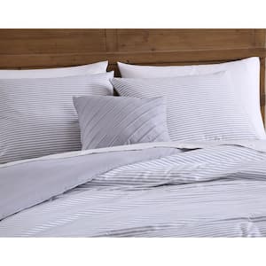 Rainey 4-Piece Enzyme Washed Striped Grey Queen Polyester Comforter Set