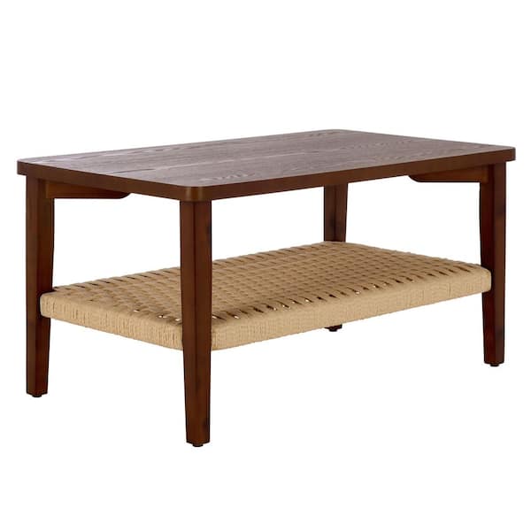 SAFAVIEH Dino 38 in. Walnut Rectangle Wood Coffee Table COF2313A