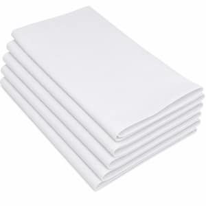 70 in. W x 120 in. L Classic White Solid Pattern High-Density Polyester Fabric Rectangular Table Cover (Set of 6)