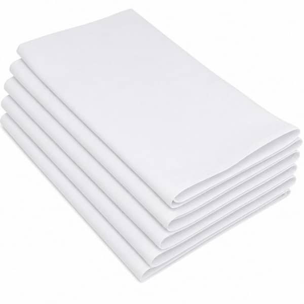 70 in. W x 120 in. L Classic White Solid Pattern High-Density Polyester Fabric Rectangular Table Cover (Set of 6)