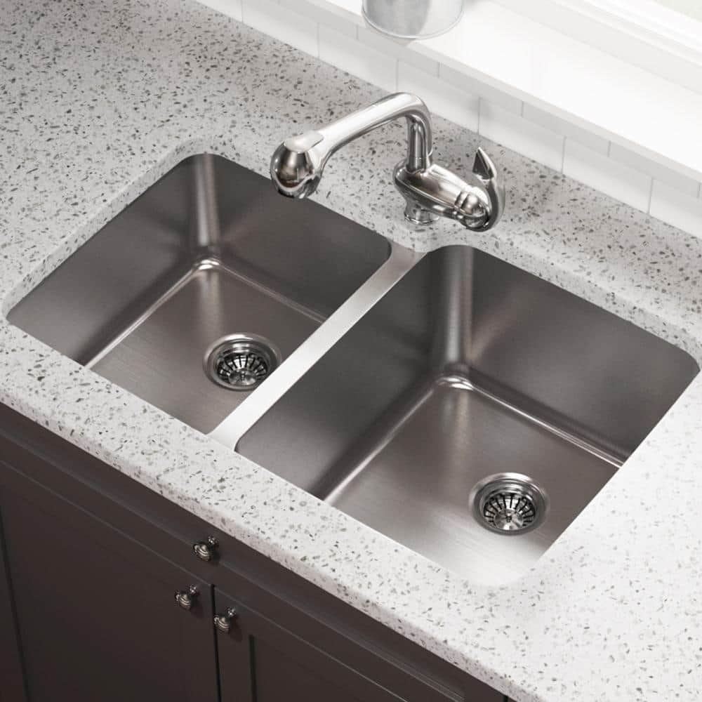 MR Direct Undermount Stainless Steel 32 in. Double Bowl Kitchen Sink ...