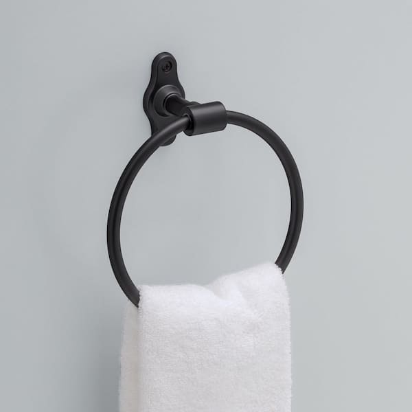 Calloway Wall Mounted Round Closed Towel Ring Bath Hardware Accessory in Matte Black