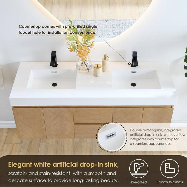 Altair Siena 60 in. W Double Sink Floating Bath Vanity in