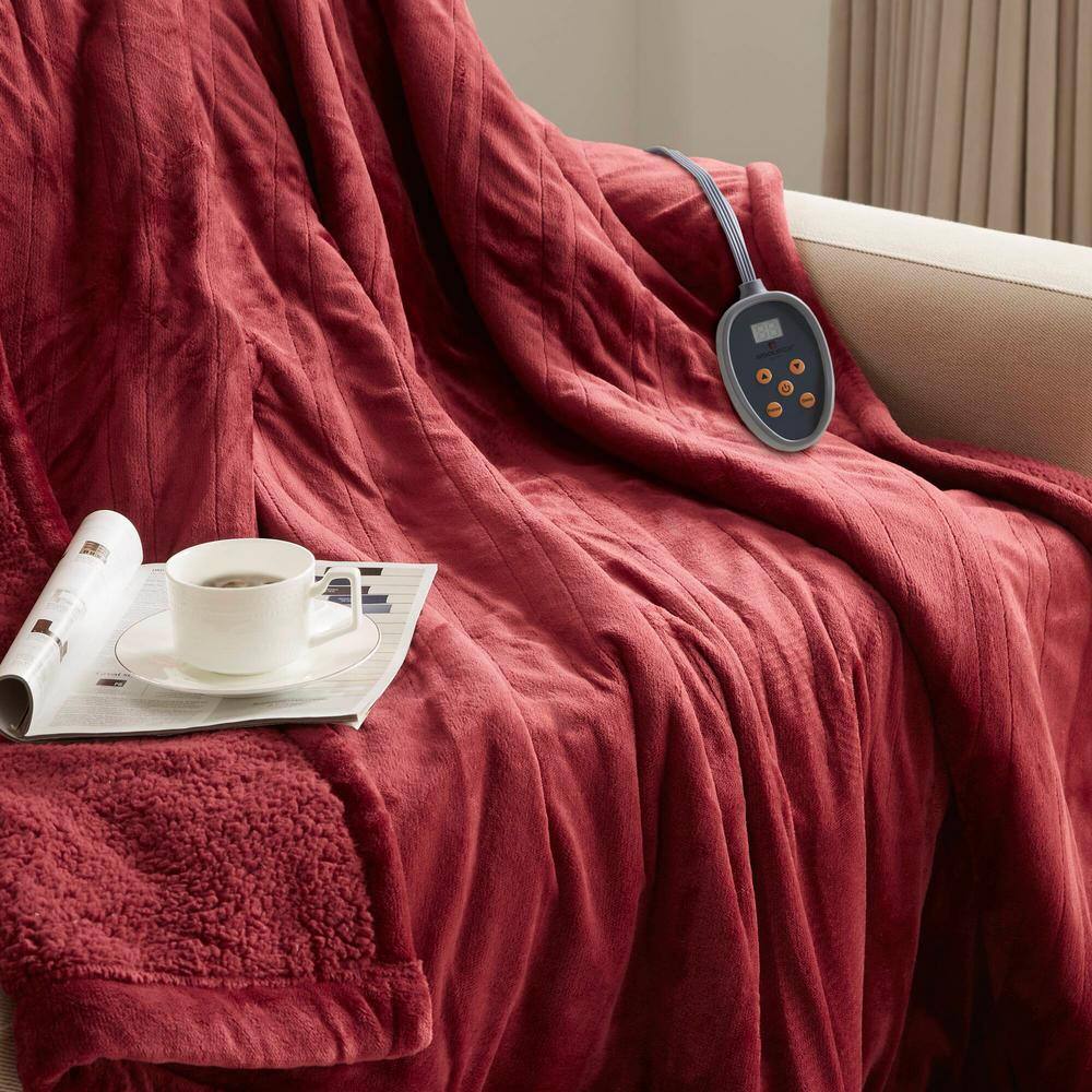 King Garnet Reversible Knitted Electric Blanket with Auto Shutoff