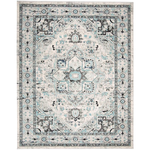 SAFAVIEH Madison Light Gray/Blue 8 ft. x 10 ft. Border Area Rug