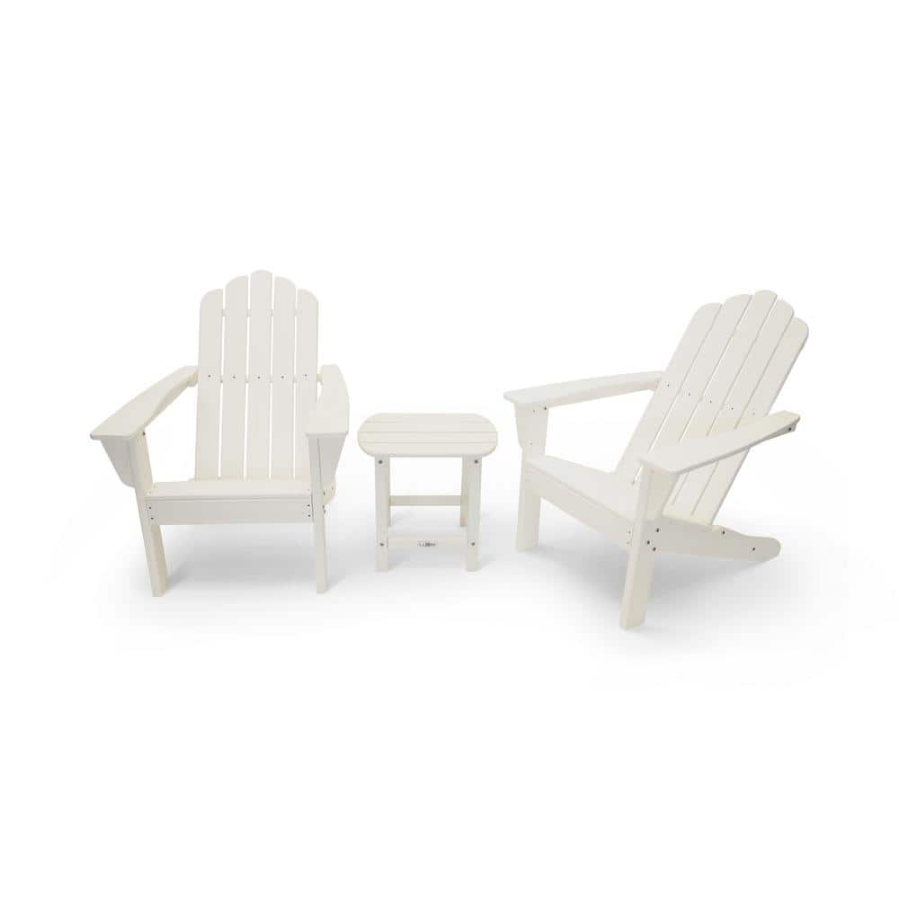 LuXeo Marina White Patio Plastic Adirondack Chair and Table Set ( 3 ...