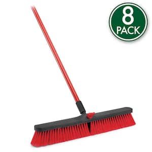 24 in. Multi-Surface Push Broom with Steel Handle (8-Pack)