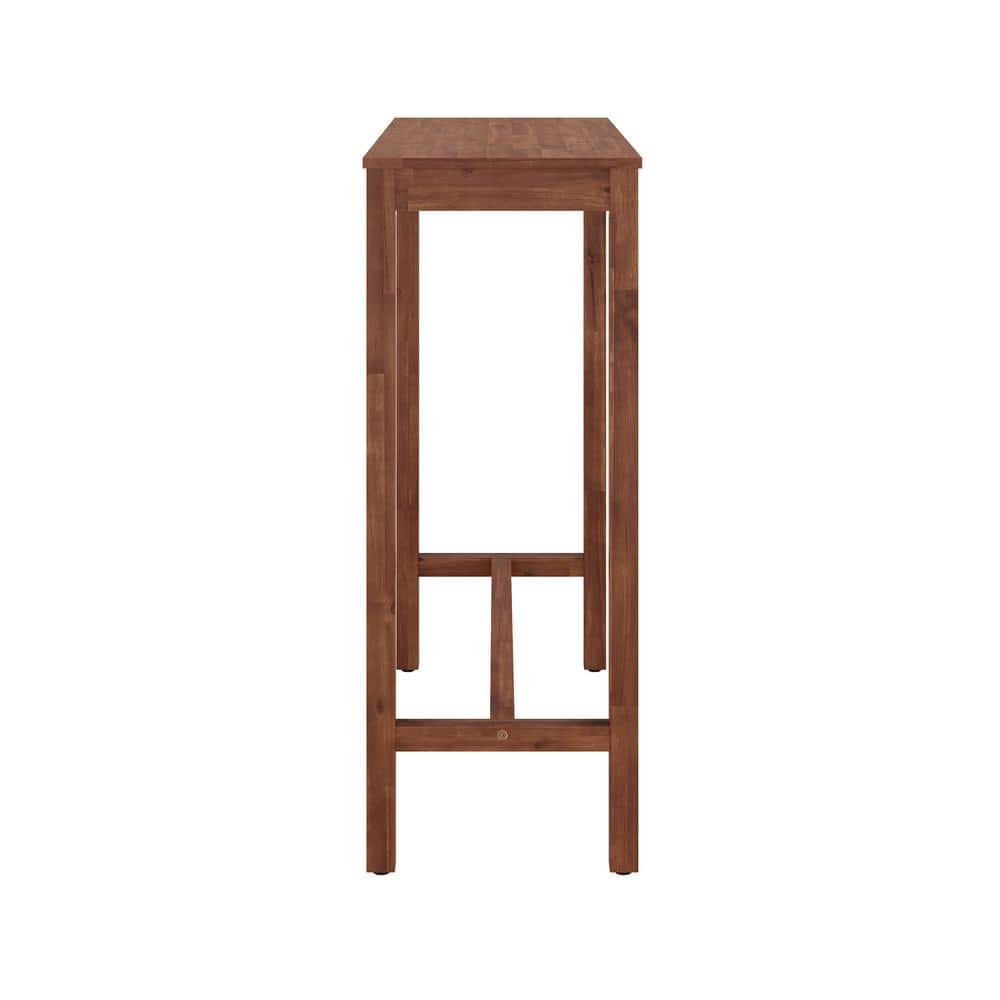 38" Teak Brown Acacia Wood Counter Height Bar Table